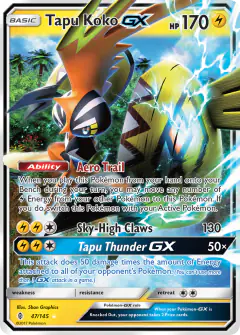Tapu Koko-GX Rare Holo GX card from Guardians Rising