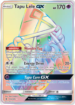 Tapu Lele-GX Rare Rainbow card from Guardians Rising