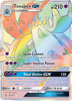 Toxapex-GX Rare Rainbow card from Guardians Rising