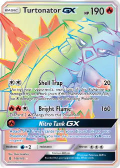 Turtonator-GX Rare Rainbow card from Guardians Rising