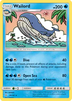 Wailord Rare card from Guardians Rising
