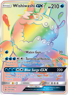 Wishiwashi-GX Rare Rainbow card from Guardians Rising