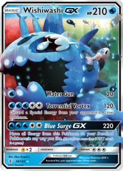 Wishiwashi-GX Rare Holo GX card from Guardians Rising