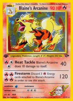 Blaine's Arcanine Rare Holo card from Gym Challenge