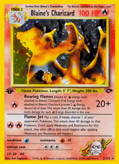 Blaine's Charizard Rare Holo card from Gym Challenge
