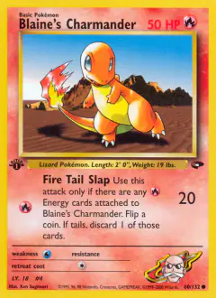 Blaine's Charmander Common card from Gym Challenge