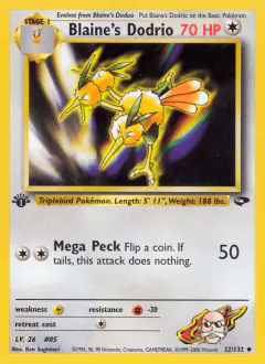 Blaine's Dodrio Uncommon card from Gym Challenge