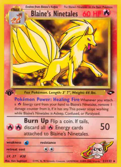 Blaine's Ninetales Rare card from Gym Challenge