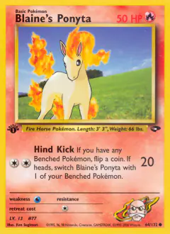 Blaine's Ponyta Common card from Gym Challenge
