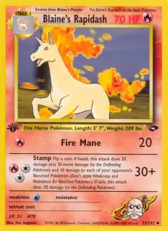 Blaine's Rapidash Uncommon card from Gym Challenge