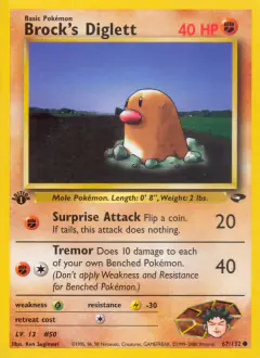 Brock's Diglett Common card from Gym Challenge
