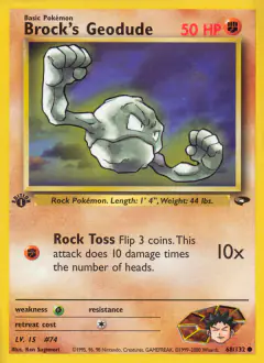 Brock's Geodude Common card from Gym Challenge