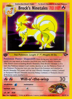 Brock's Ninetales Rare Holo card from Gym Challenge