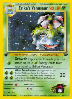 Erika's Venusaur Rare Holo card from Gym Challenge