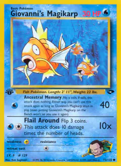 Giovanni's Magikarp Common card from Gym Challenge
