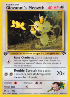 Giovanni's Meowth Uncommon card from Gym Challenge