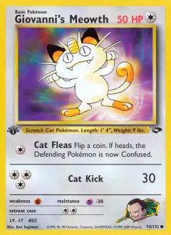 Giovanni's Meowth Common card from Gym Challenge