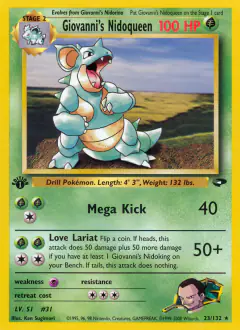 Giovanni's Nidoqueen Rare card from Gym Challenge