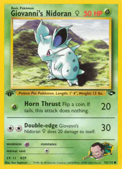 Giovanni's Nidoran ♀ Common card from Gym Challenge