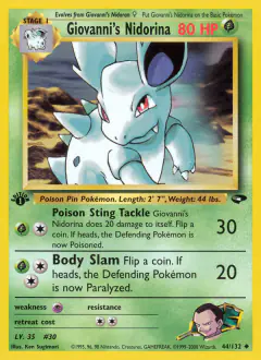 Giovanni's Nidorina Uncommon card from Gym Challenge