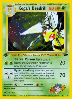 Koga's Beedrill Rare Holo card from Gym Challenge