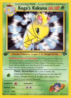 Koga's Kakuna Uncommon card from Gym Challenge