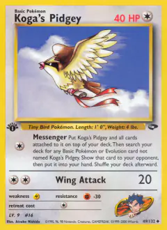 Koga's Pidgey Uncommon card from Gym Challenge