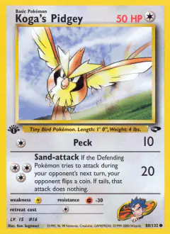 Koga's Pidgey Common card from Gym Challenge