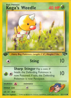 Koga's Weedle Common card from Gym Challenge