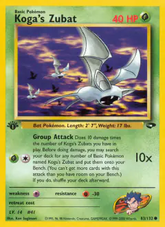 Koga's Zubat Common card from Gym Challenge