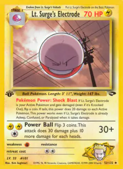 Lt. Surge's Electrode Uncommon card from Gym Challenge