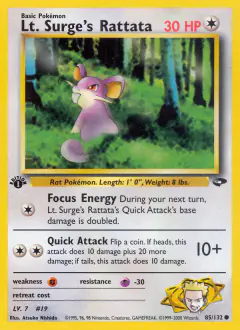 Lt. Surge's Rattata Common card from Gym Challenge