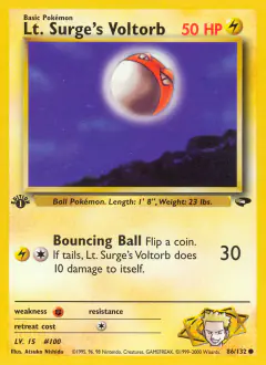Lt. Surge's Voltorb Common card from Gym Challenge