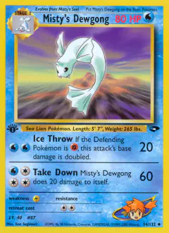 Misty's Dewgong Uncommon card from Gym Challenge