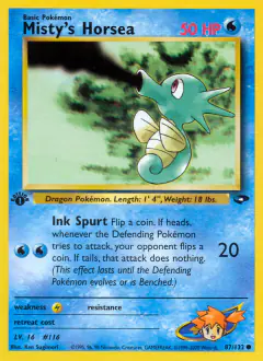 Misty's Horsea Common card from Gym Challenge
