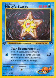 Misty's Staryu Common card from Gym Challenge
