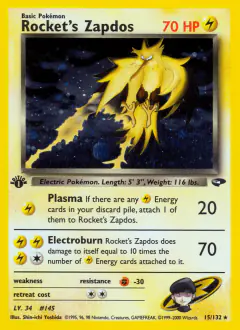 Rocket's Zapdos Rare Holo card from Gym Challenge