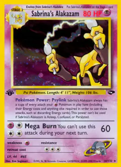 Sabrina's Alakazam Rare Holo card from Gym Challenge
