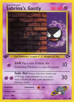 Sabrina's Gastly Common card from Gym Challenge