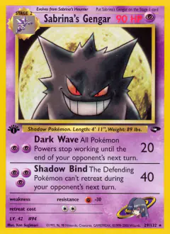 Sabrina's Gengar Rare card from Gym Challenge