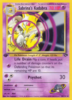 Sabrina's Kadabra Uncommon card from Gym Challenge