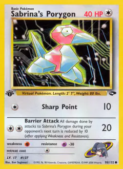 Sabrina's Porygon Common card from Gym Challenge