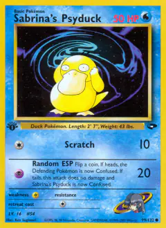 Sabrina's Psyduck Common card from Gym Challenge