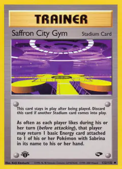 Saffron City Gym Uncommon card from Gym Challenge