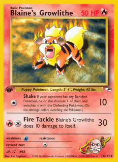 Blaine's Growlithe Uncommon card from Gym Heroes
