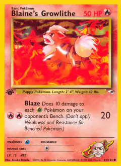Blaine's Growlithe Common card from Gym Heroes