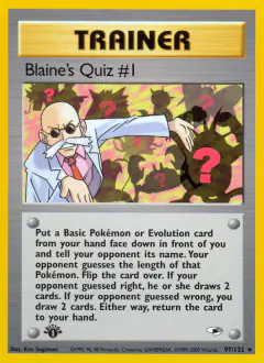 Blaine's Quiz #1 Rare card from Gym Heroes