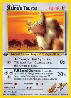 Blaine's Tauros Common card from Gym Heroes