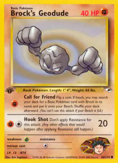 Brock's Geodude Common card from Gym Heroes