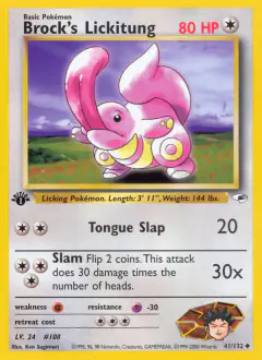 Brock's Lickitung Uncommon card from Gym Heroes